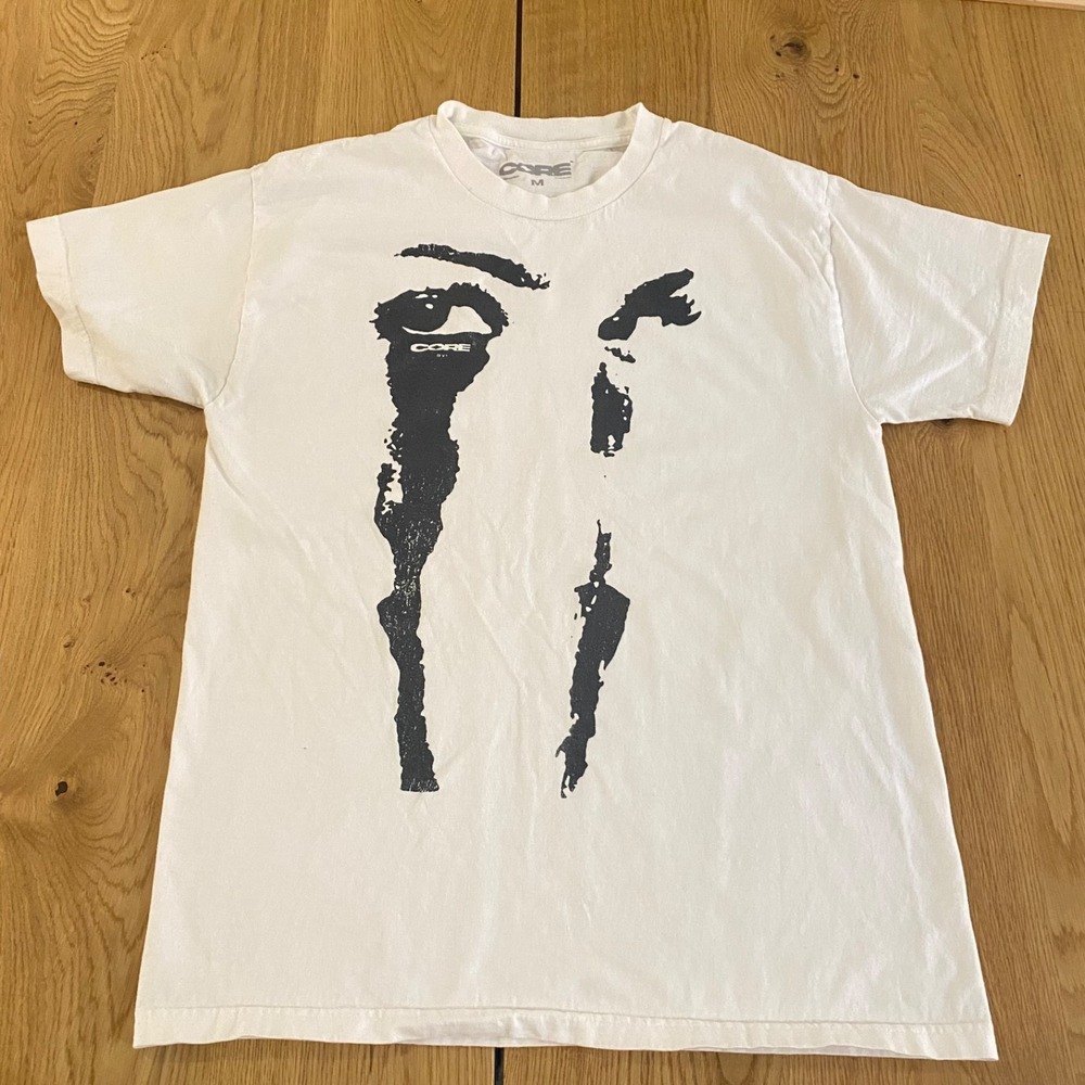 Vtg Core Skate Wear T-shirt mens M White‎ Black Eyes Tears Skateboarding Graphic
